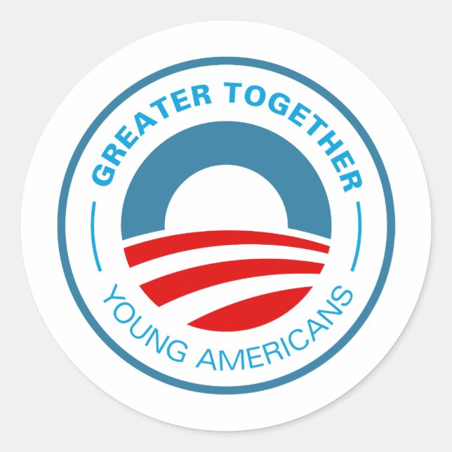 Adesivo Redondo Jovens americanos para Obama (Frente)