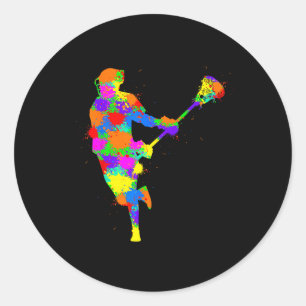 Adesivo Redondo Jovens Jogadores de Lacrosse Jovens Jovens