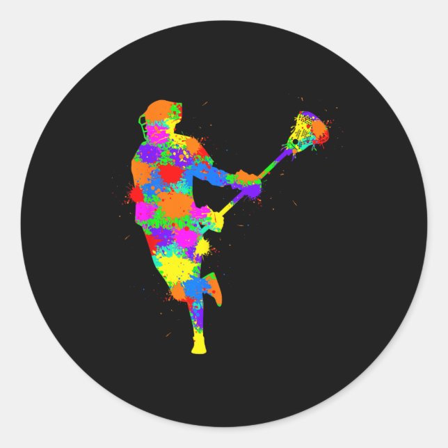 Adesivo Redondo Jovens Jogadores de Lacrosse Jovens Jovens (Frente)