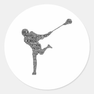 Adesivo Redondo Jovens Jovens Jogadores de Lacrosse Homens