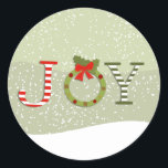 Adesivo Redondo Joy-Christmas<br><div class="desc">Os adesivos de Natal alegre.</div>