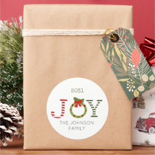 Adesivo Redondo Joy-Christmas