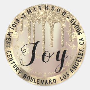 Adesivo Redondo Joy Christmas Return RSVP Lux VIP Faux Dourado Spa