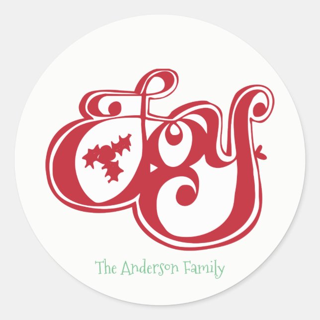 Adesivo Redondo Joy Christmas Sticker Gift Tag (Frente)