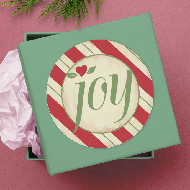 Adesivo Redondo Joy Christmas Sticker - Red and Green Strips (Criador carregado)