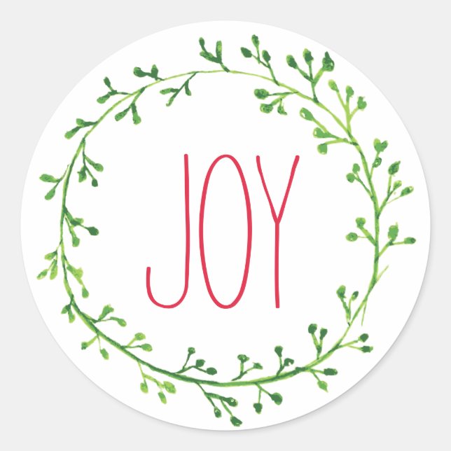 Adesivo Redondo Joy Christmas Wreath Typoographic Cotes Stickers (Frente)
