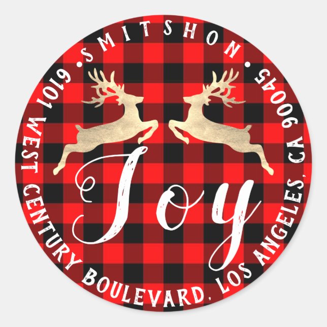 Adesivo Redondo Joy Deer Holiday Devolve RSVP Buffalo Fleece Doura (Frente)