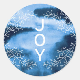 Adesivo Redondo Joy | Feriado de Lavagem de Cor Azul Elegante