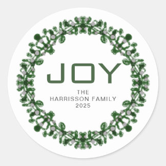 Adesivo Redondo Joy Floral Christmas Wreath Family