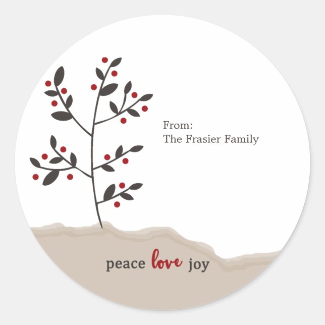 Adesivo Redondo Joy Holiday Gift do Peace Love (Frente)