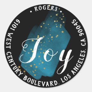 Adesivo Redondo Joy Holly Holiday Return Endereço Stars Stroke Mar