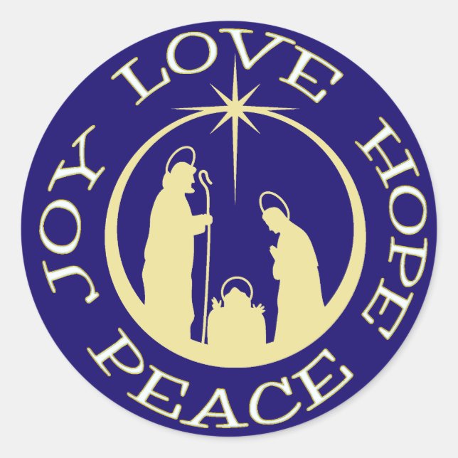 Adesivo Redondo Joy Love Hope Peace Christmas (Frente)