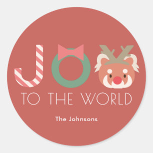 Adesivo Redondo JOY Red Panda Reindeer