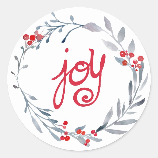 Adesivo Redondo Joy script Blue Wreath Sticker (Frente)