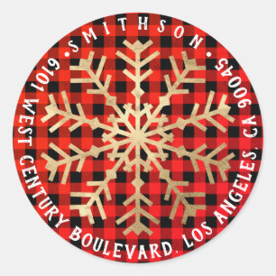 Adesivo Redondo Joy Snow Natal Devolve RSVP Buffalo Xadrez Quente