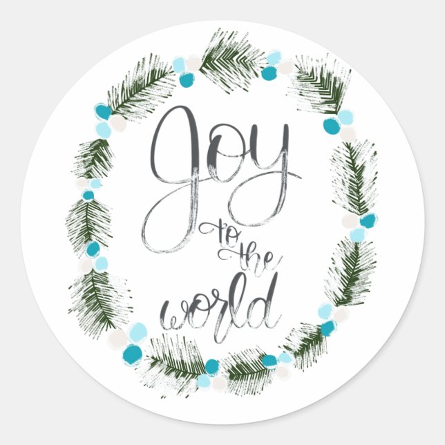 Adesivo Redondo Joy to the World Blue Sticker (Frente)