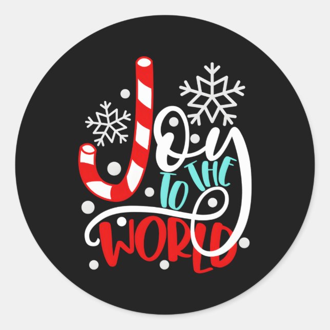 Adesivo Redondo Joy To The World Candy Cane (Frente)