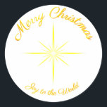 Adesivo Redondo Joy To The World Christmas Star<br><div class="desc">Fale seus desejos de Natal calorosos com uma estrela.</div>