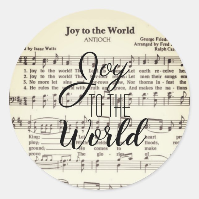Adesivo Redondo Joy to the World Classic Round Sticker (Frente)