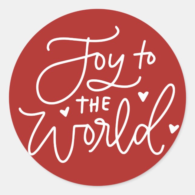 Adesivo Redondo Joy To The World Lettering Red Christmas (Frente)