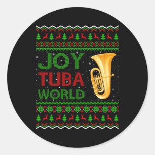 Adesivo Redondo Joy Tuba World Music Lover Xmas Gift Ugly Tuba Chr