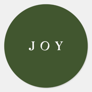 Adesivo Redondo Joy Typografia Green Simple Holiday Sticker