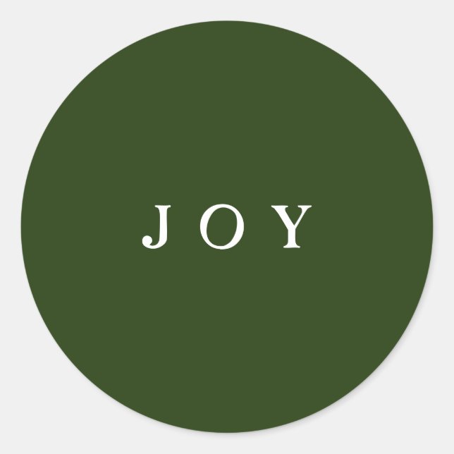 Adesivo Redondo Joy Typografia Green Simple Holiday Sticker (Frente)
