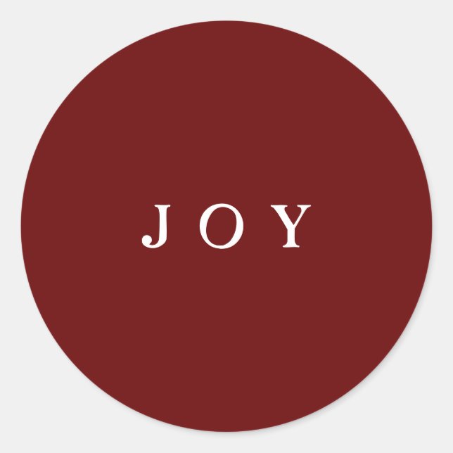 Adesivo Redondo JOY Typografia Red Simple Holiday (Frente)