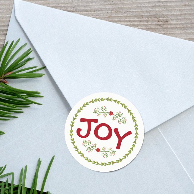 Adesivo Redondo JOY with Holiday Greens (JOY with Holiday Greens | Sticker)