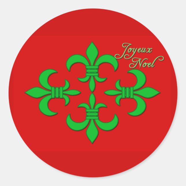 Adesivo Redondo Joyeux Noel com Cartões de natal Fleur de Lis (Frente)