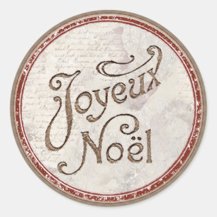 Adesivo Redondo Joyeux Noel French Feliz Envelope de Natal