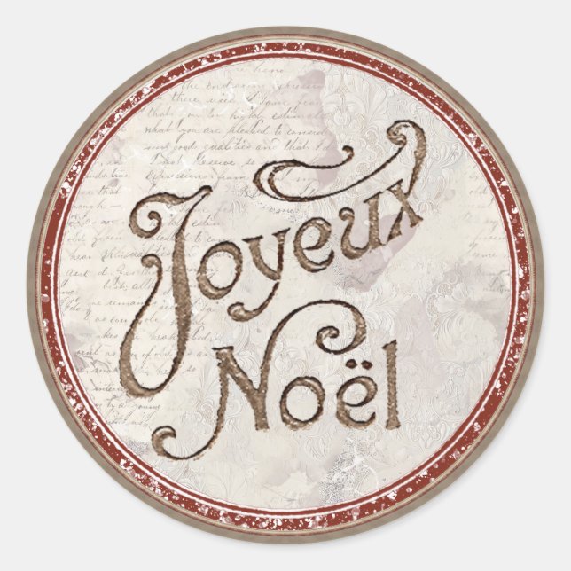 Adesivo Redondo Joyeux Noel French Feliz Envelope de Natal (Frente)