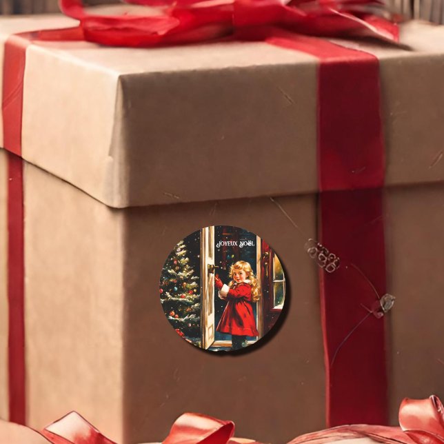 Adesivo Redondo Joyeux Noël - garotinha (Criador carregado)