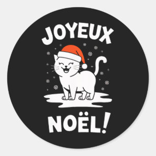 Adesivo Redondo Joyeux Noël Khao Manee Papais noeis de Natal Branc