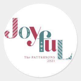 Adesivo Redondo Joyful Candy Cane Burgundy Holiday