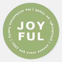 Joyful com o endereço de retorno verde de Natal