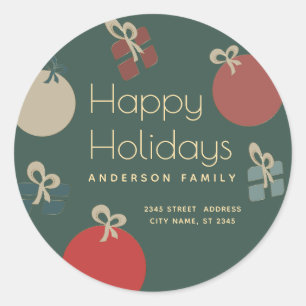 Adesivo Redondo Joyful e divertida ornamentos coloridos presentes 