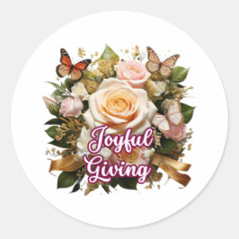 Adesivo Redondo Joyful Giving — Inspirational Sticker for Kindness