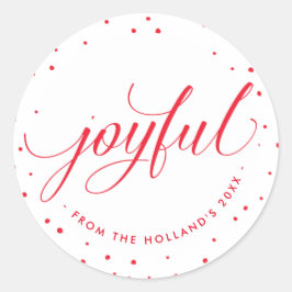 Adesivo Redondo JOYFUL HOLIDAY SEAL na moda caligrafia vermelha