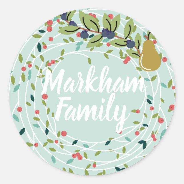 Adesivo Redondo Joyful Joy Holiday Add Name Holiday Stickers (Frente)