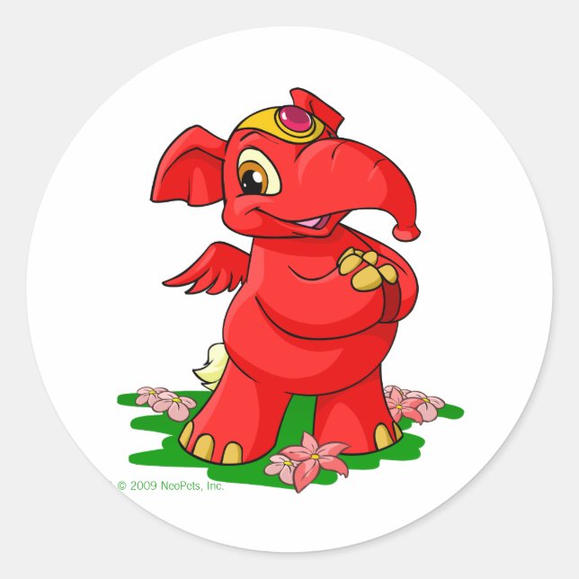 Adesivo Redondo Joyful red Elephante em Shenkuu (Frente)