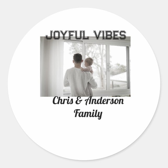 Adesivo Redondo Joyful Vibes pai filho da família Natal p (Frente)