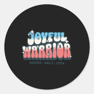 Adesivo Redondo Joyful Warrior For Kamala Harris Tim Walz 2024 Har