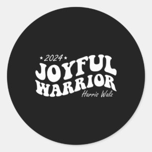 Adesivo Redondo Joyful Warrior Kamala Harris Tim Walz 2024 Groovy