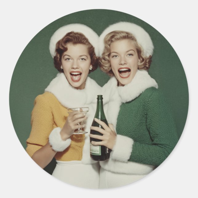 Adesivo Redondo Joyful Winter Champagne Celebration (Frente)