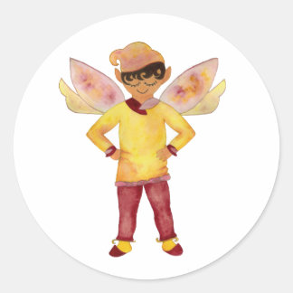 Adesivo Redondo Joyful Yellow Elf Sticker