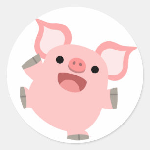 Adesivo Redondo Joyous Cartoon Pig Sticker