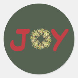 Adesivo Redondo Joyous Light Hearted Wreath Christmas Stickers
