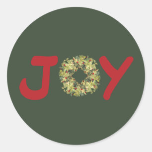 Adesivo Redondo Joyous Light Hearted Wreath Christmas Stickers