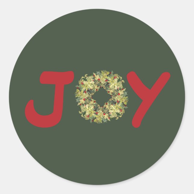 Adesivo Redondo Joyous Light Hearted Wreath Christmas Stickers (Frente)